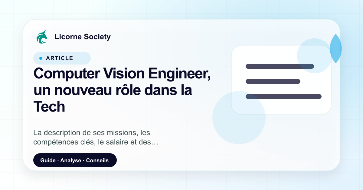 Computer Vision Engineer, un nouveau rôle dans la Tech