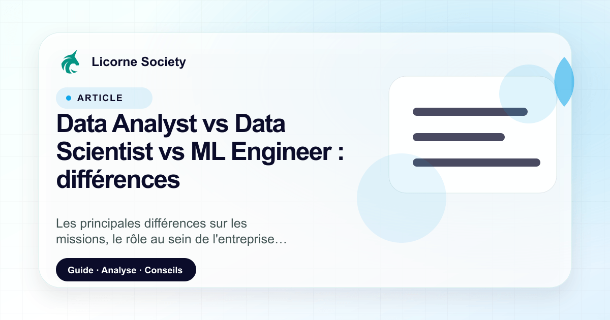 Data Analyst vs Data Scientist vs ML Engineer : différences