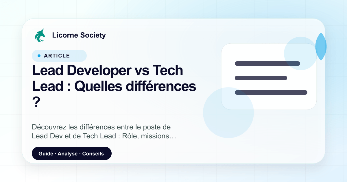 Lead Developer vs Tech Lead : Quelles différences