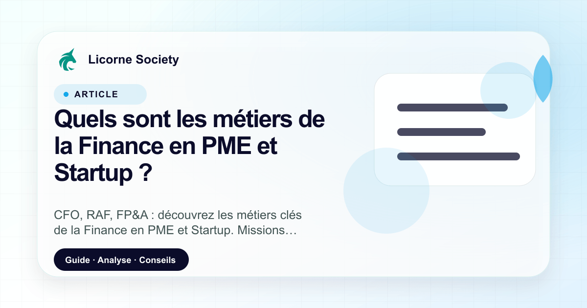 Quels sont les métiers de la Finance en PME et Startup